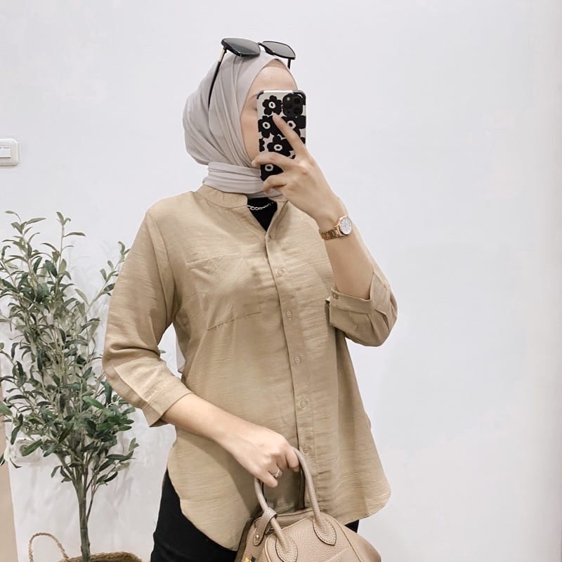 KEMEJA TUNIK POLOS JUMBO XXL LD 120 Blouse Wanita MUSLIM BAHAN CRINGKLE AIRFLOW PREMIUM