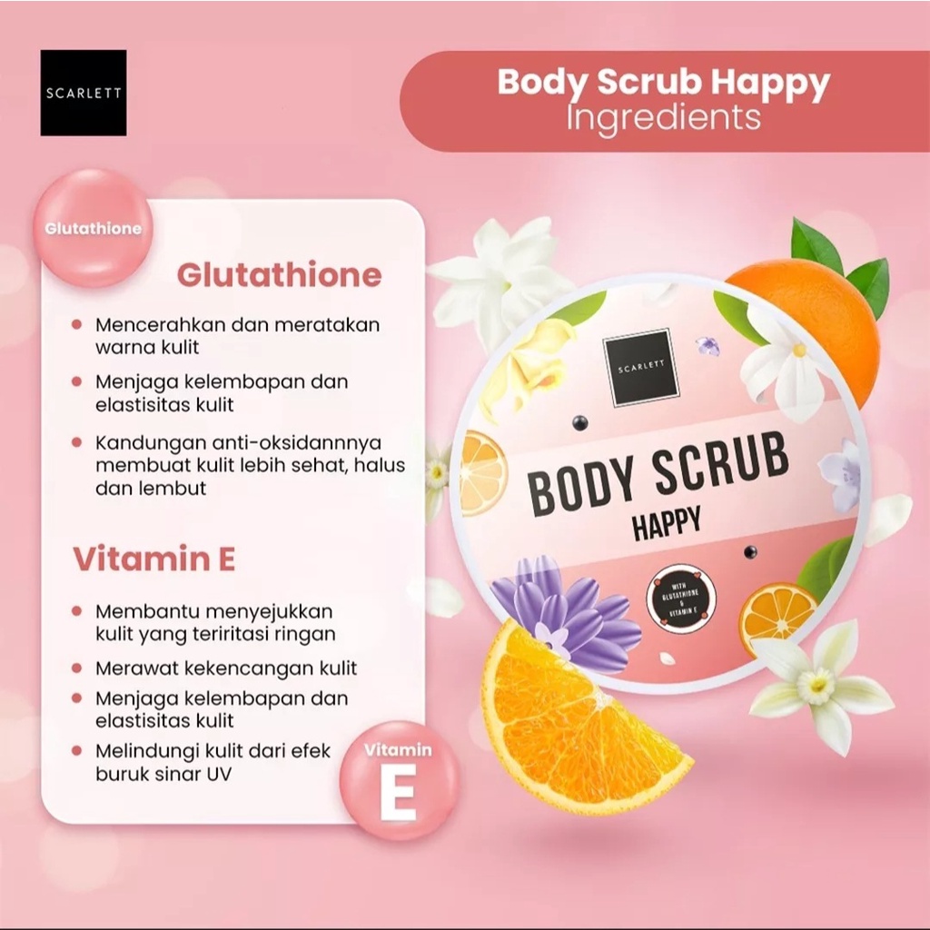 Scarlett Whitening All Happy Series | Scarlett Whitening Body lotion Serum Body Cream Body Serum Shower Scrub Happy