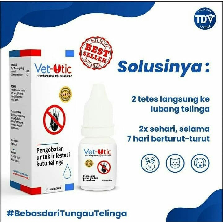 VET OTIC OBAT EAR MITES KUCING, ANJING DAN KELINCI / OBAT KUTU TELINGA