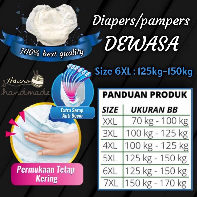 diapers/pampers celana uk 6xl isi 10pcs