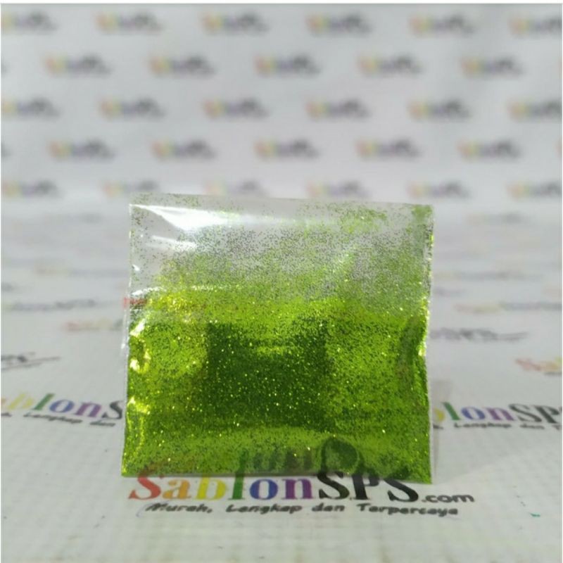 BUBUK GLITER LIME GREEN GLITTER POWDER 5gr ZIP LOCK 5 BUNGKUS