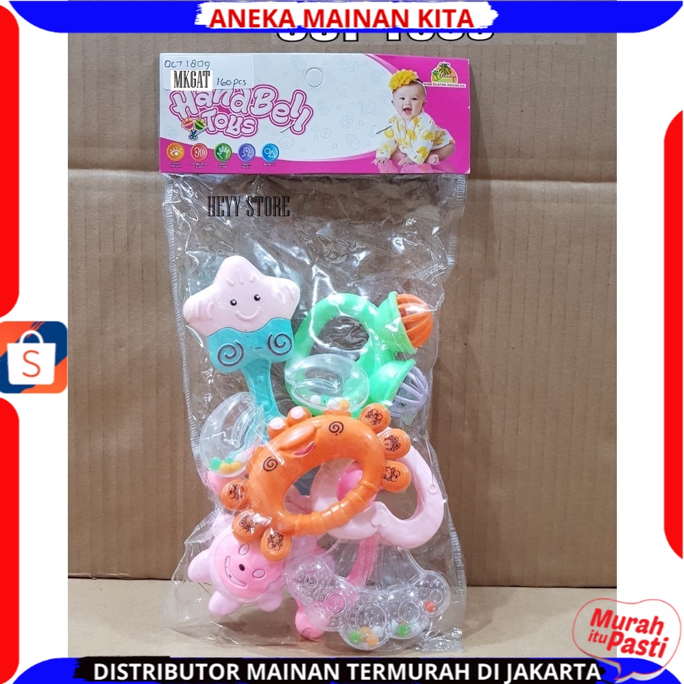 ( BISA COD ) PROMO Mainan Kerincingan / Baby Rattle Aman Untuk Bayi Isi 5 Pcs Multicolor OCT1809 Berkualitas SNI Murah