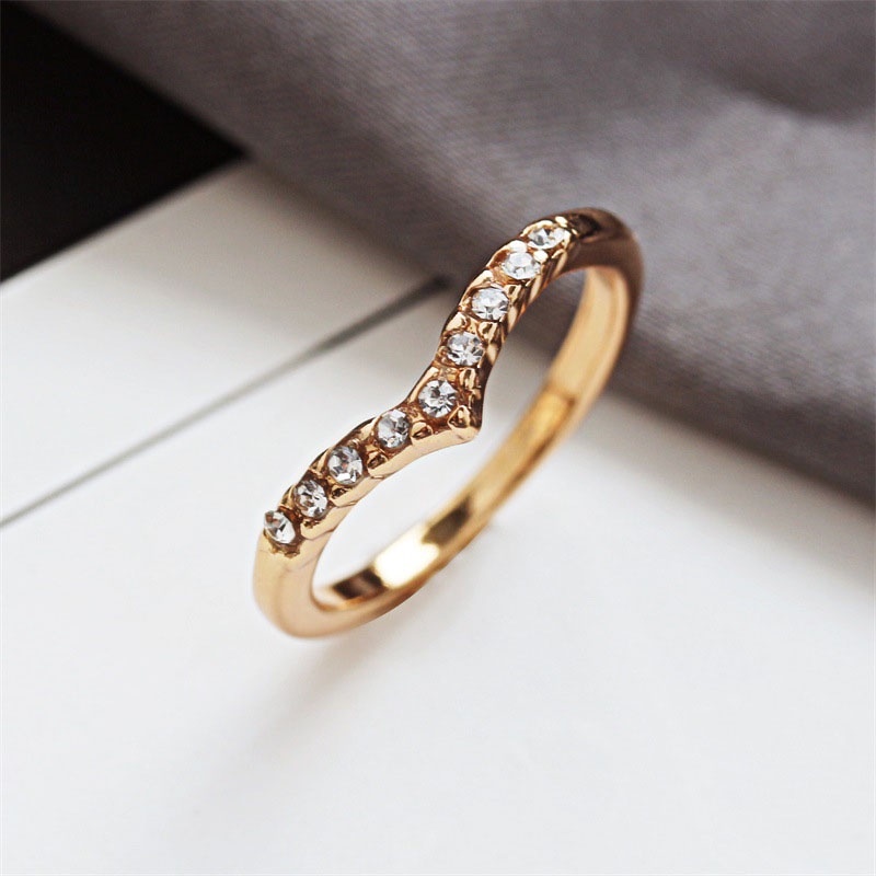 1pc Cincin Berlian Bentuk V Untuk Wanita