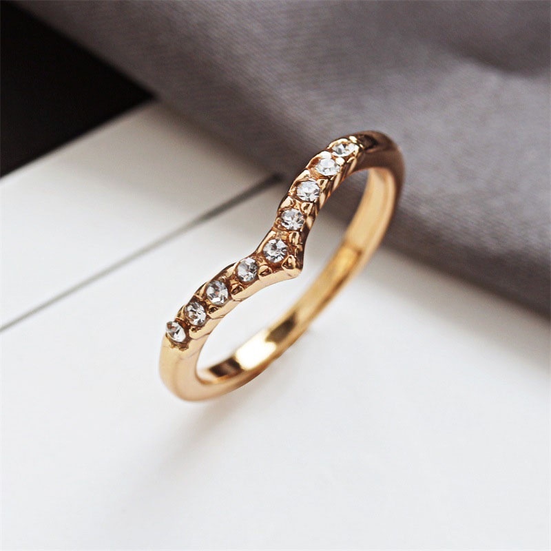 1pc Cincin Berlian Bentuk V Untuk Wanita