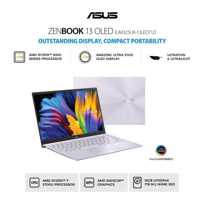 Asus Zenbook 13 UM325UA-OLED714 /AMD Ryzen 7-5700U/16GB/1TB SSD/13.3″/Win 11 Home