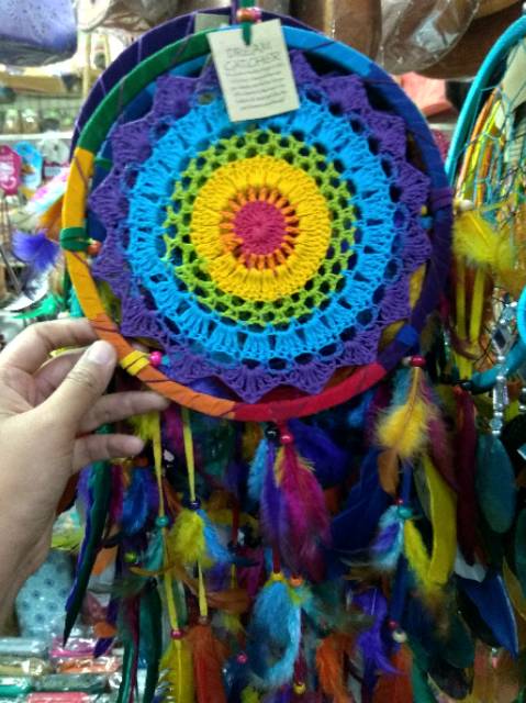 (BISA COD) Dream Catcher Rajut Rainbow Ukuran 18 cm Pajangan dan Hiasan Pintu - Dekorasi Rumah Murah