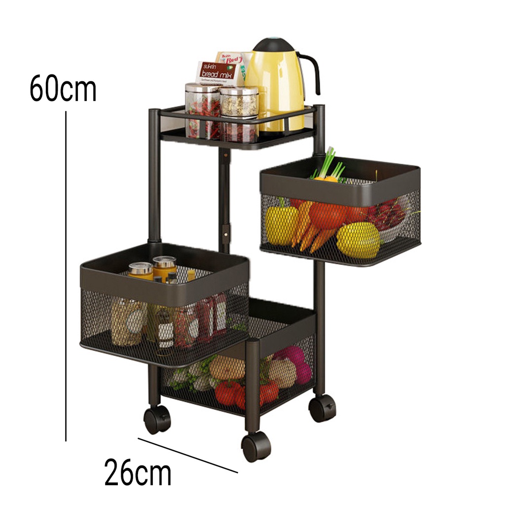 HomiHomi Cadillac Paxton Troli Serbaguna Metal Storage Rack Rak Dapur Kamar Mandi - CDLC006