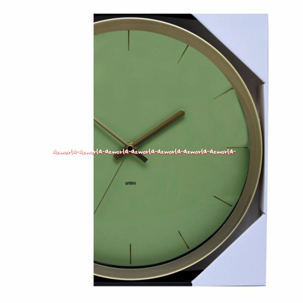 Umbra Olivia Wall Clock Green Gold 30cm Jam Dinding Bulat Diagonal Hijau Umbra Clock 30cm