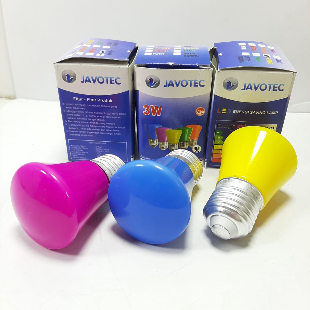 Bohlam Lampu Led Warna Warni Model Jambu / Kotak 3W JAVOTEC Murah