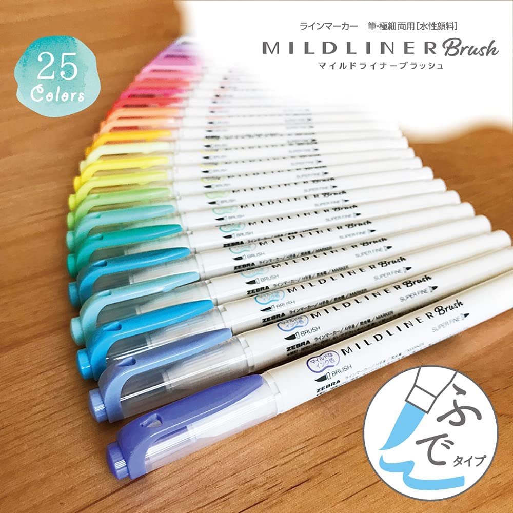 

Zebra Mildliner Brush Double Sided Highlighter Marker 25 Color
