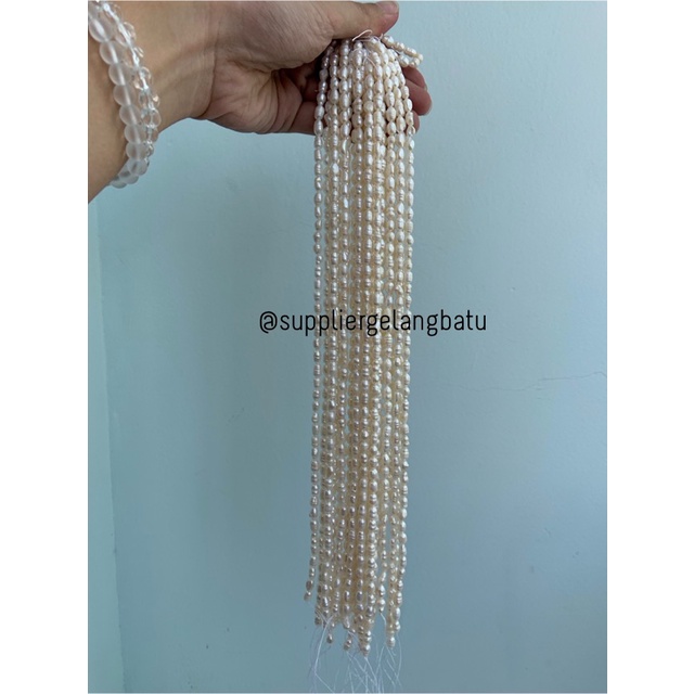 Bahan Aksesoris Mutiara Air Tawar Barok / Baroque 4 x 6mm oval pearl