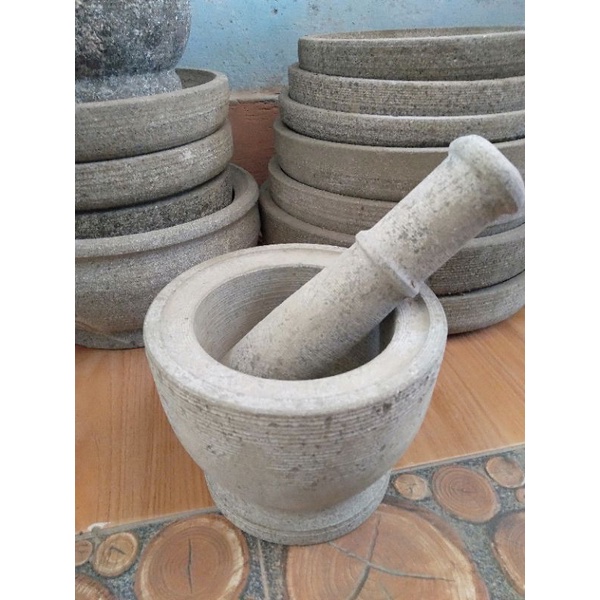 Lumpang Alu Batu Asli Andesit Tumbukan Ulekan Cobek