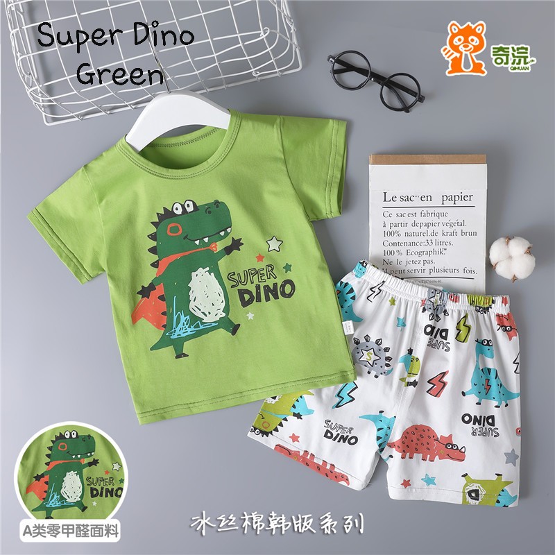  Setelan  baju  santai anak  laki laki impor motif super 