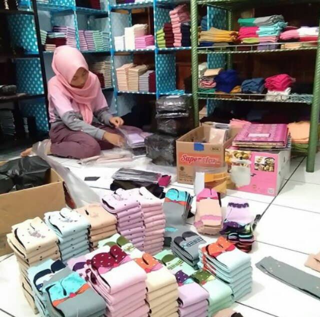 Kaos Kaki Jempol Anak Perempuan Motif Sandal Jepit, Tapak Hitam, Murah, Panjang, Nylon Spandex