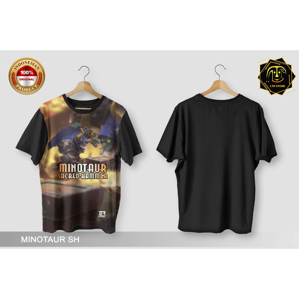 [ BAYAR DI TEMPAT ] BAJU PRINTING GAMBAR MOBILE LEGENDS MINOTAUR SACRED HAMMER - KAOS DISTRO ORIGINA