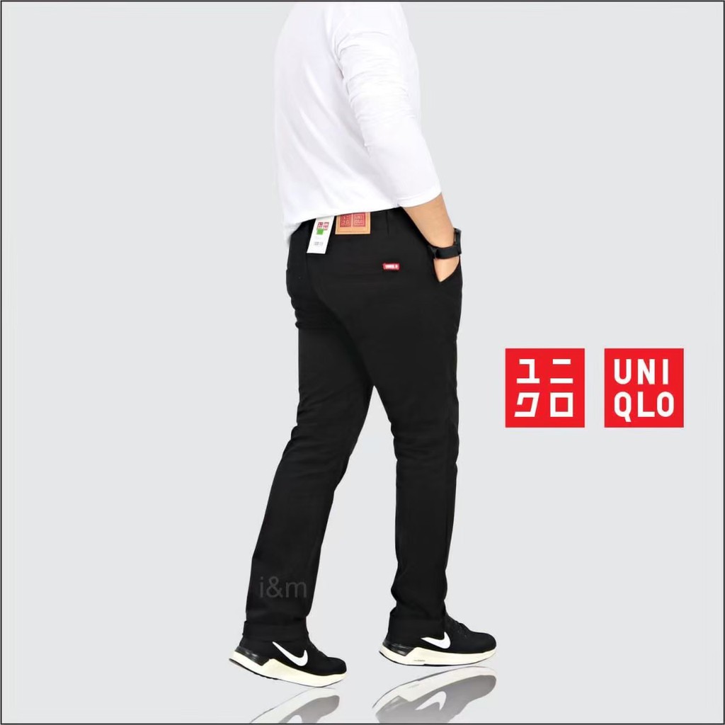 [ BAYAR DITEMPAT ] COD-Celana chino Pria Slim-Fit UNIQLO Premium I'M Rules/Celana cino kerja harian kantor cream murah-2