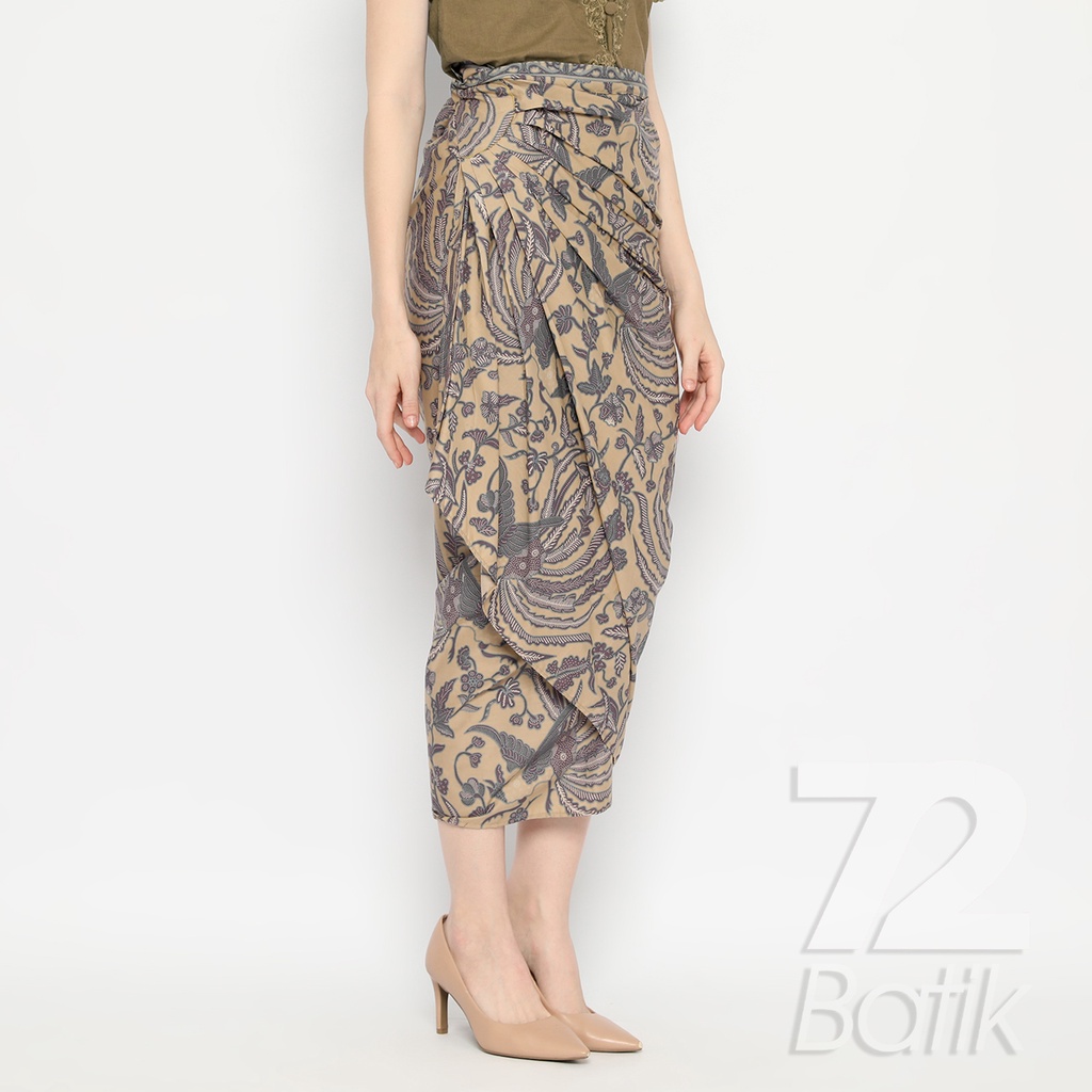 ROK BATIK SPAN Skirt Lilit Kebaya Instan Modern Wanita Motif Burung Phoenix Warna Cream 721039 CAP 72 - Rok Batik Lilit Bawahan Skirt Kamen Kebaya Songket Batik Panjang Plisket Span Instan Jadi Bali Lembaran Premium Modern Untuk Wanita Kondangan