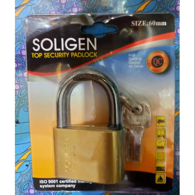 Soligen Gembok 60MM Kuningan Asli