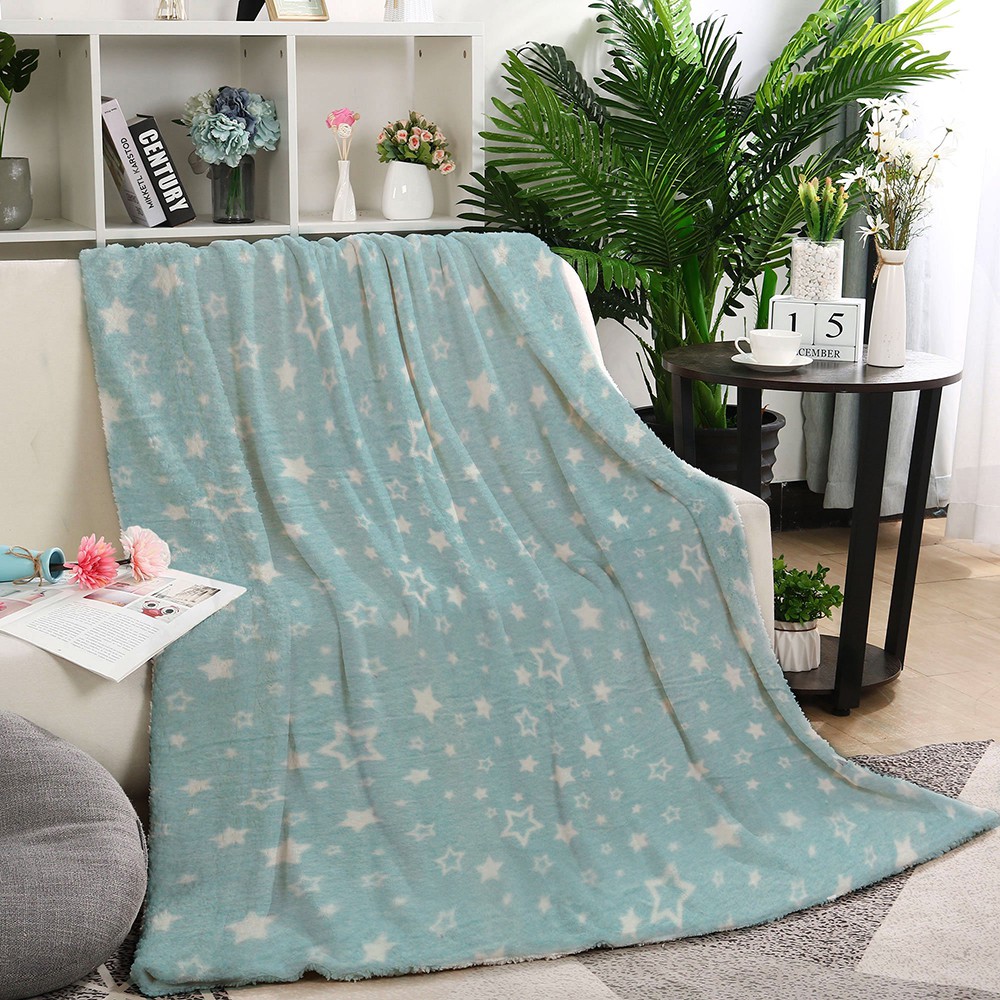 King Rabbit Thermal Blanket Selimut Fleece Uk 150x200 Cm Star Green Shopee Indonesia