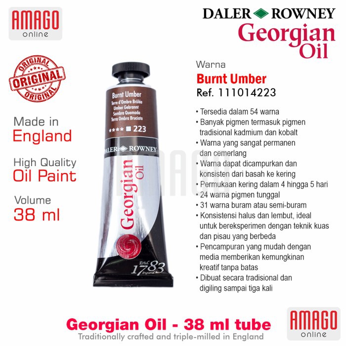 DALER-ROWNEY - GEORGIAN OIL 38 ml - BURNT UMBER - 111014223