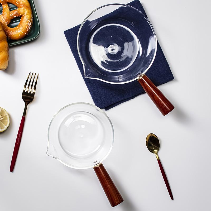 (BOW) Panci Masak Kaca Transparan Tahan Panas dengan Handel Kayu Cooking Pot Wooden Handle