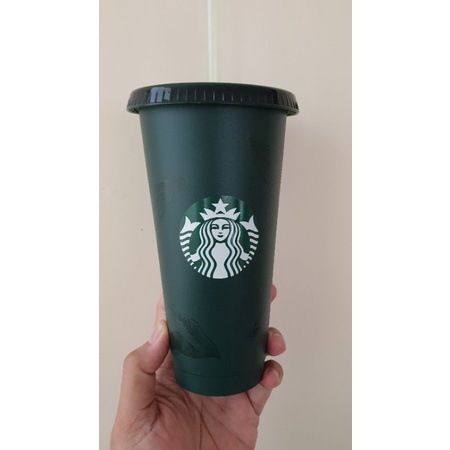 Reusable Cup Starbucks 2021 (Ever Green Embossed) - Color Changing Cups ORI 100%