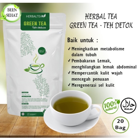 

Teh Hijau Green Tea Herbal Diet Detox Pelangsing Alami Celup Isi 20 Halal Terbaru