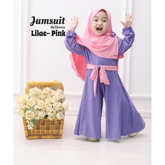 Jumpsuit Anak Zhavira Lilac Pink / jumpsuit hijau wardah fanta/ Gamis bayi newborn / gamis anak usia