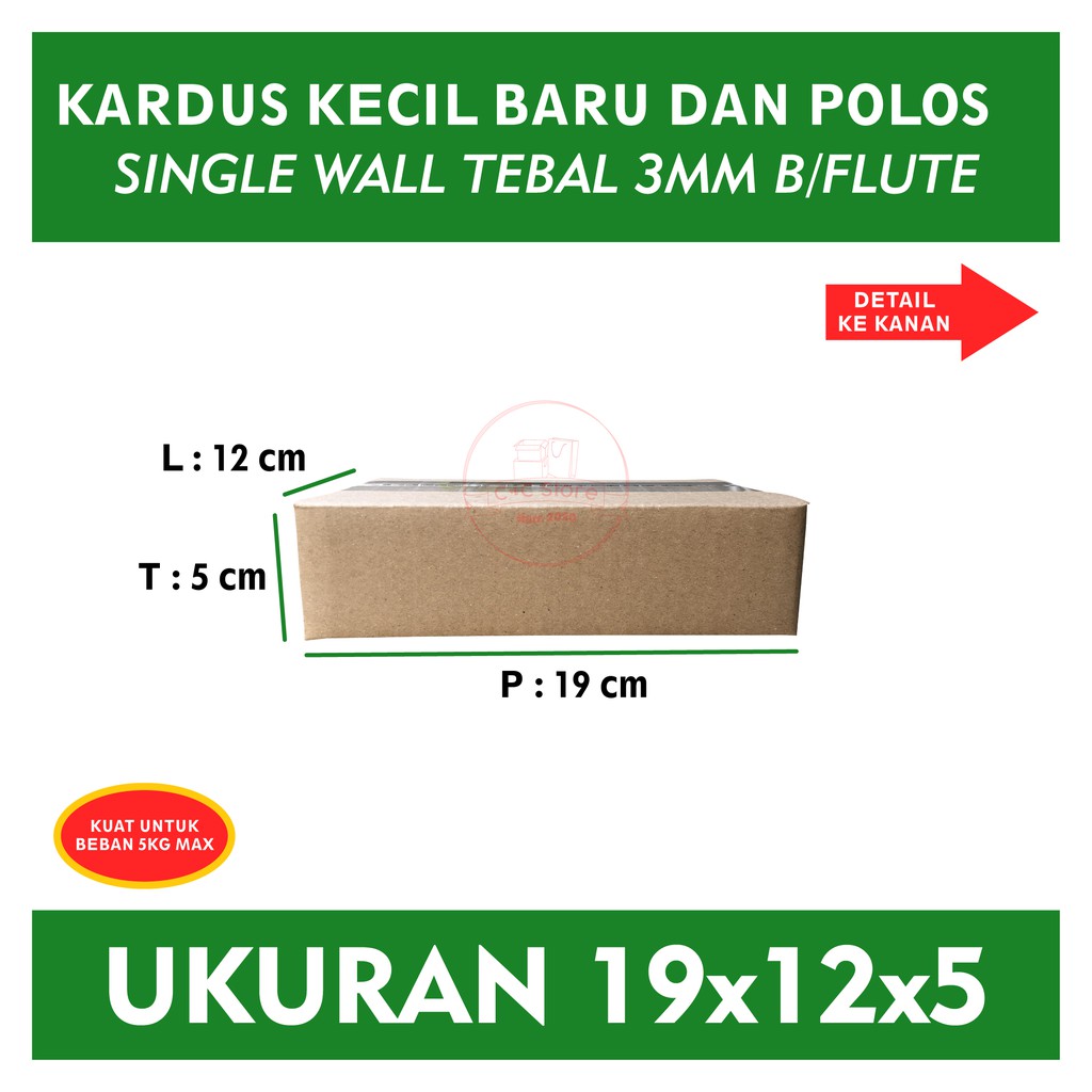 

Kardus Karton Box Polos Corrugated 19x12x5