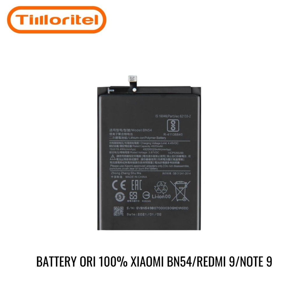 BATTERY BATERAI BATRE XIAOMI BN54 / REDMI 9 / NOTE 9