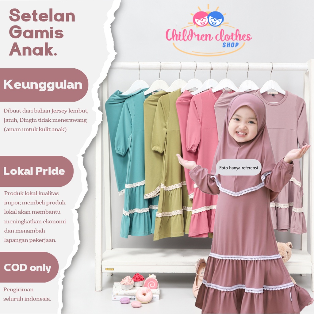 BAJU MUSLIM ANAK PEREMPUAN GAMIS ANAK CEWE TERBARU UNTUK USIA 2 - 7 TAHUN SETELAN STELAN BAJU KAOS
