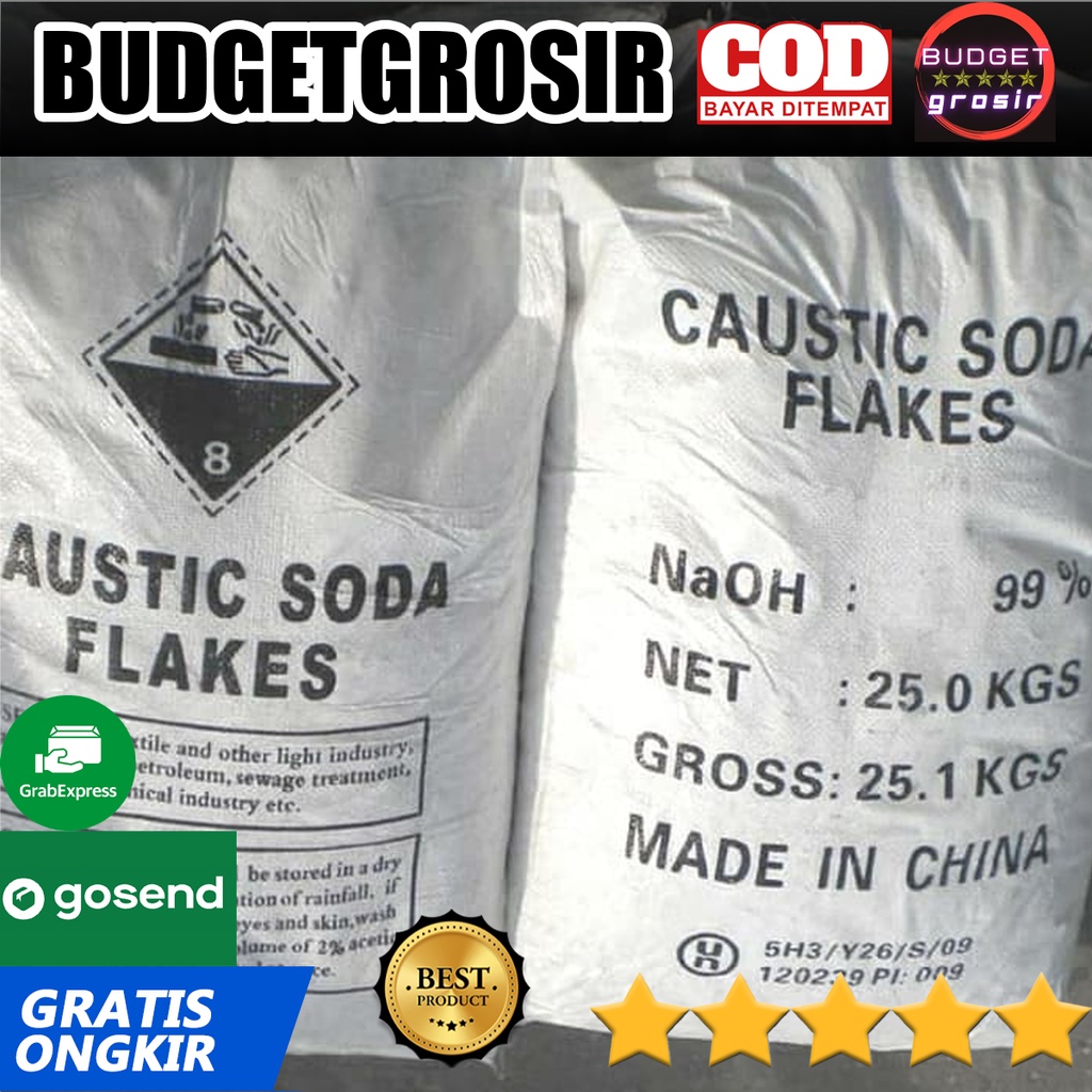 Soda Api isi 25kg CAUSTIC SODA FLAKES 1 Ball 1 Karung