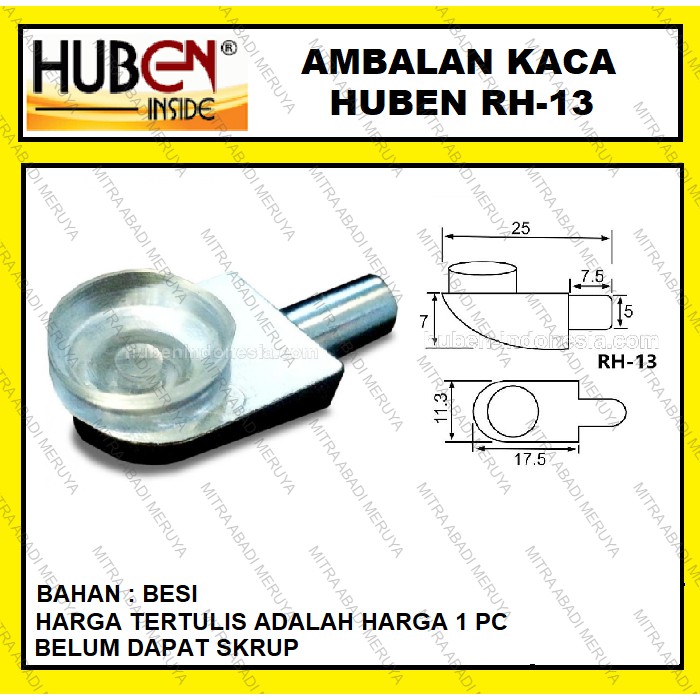 Ambalan Kaca Karet / Ambalan Tatakan Penyangga Lemari Kaca HUBEN RH-13