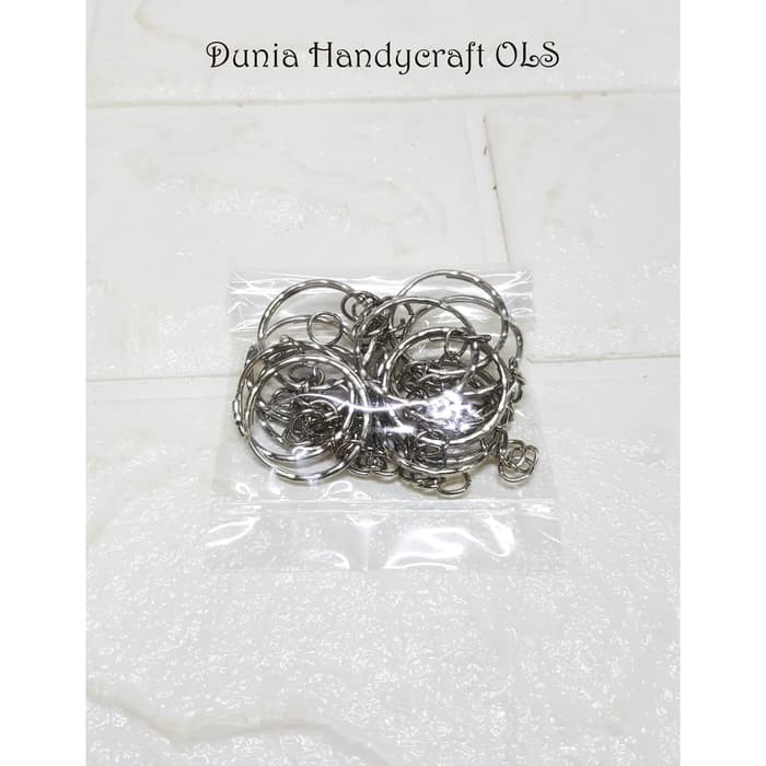 Gantungan Kunci + Rantai + Ring per 1 lusin (12 pcs) - Diameter 2,3 cm