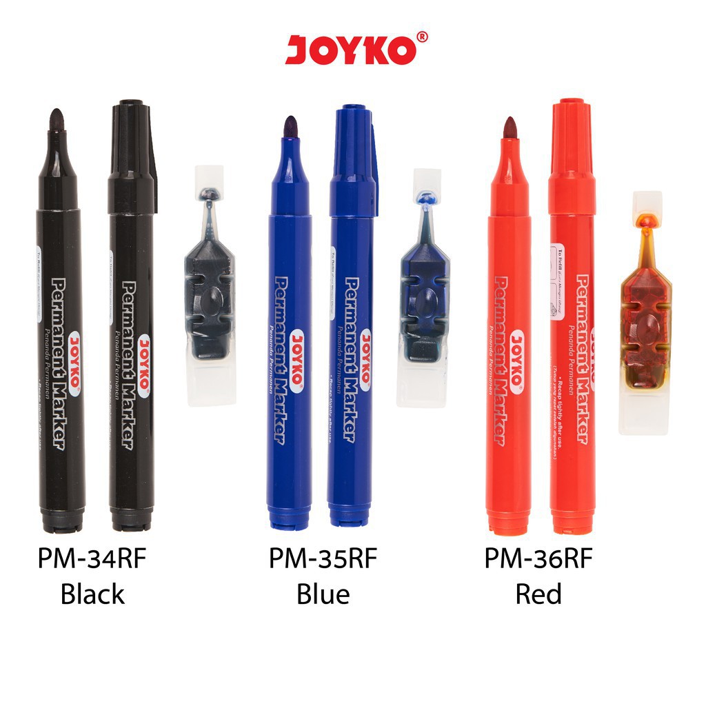 

Joyko Permanent Marker Spidol Permanen Round Tip Free Refill