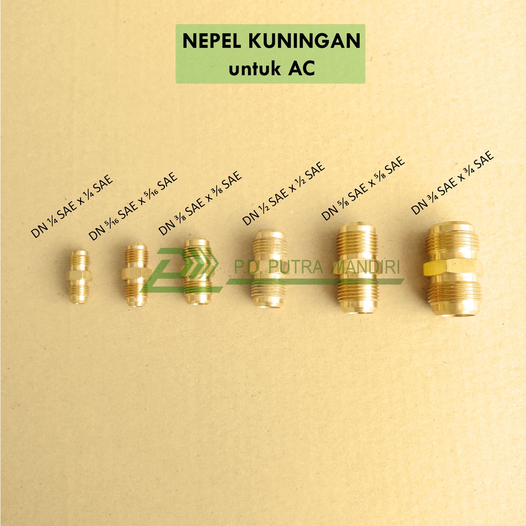 Dobel Nepel 5/8 SAE x 5/8 SAE - Kuningan / Double Nipple