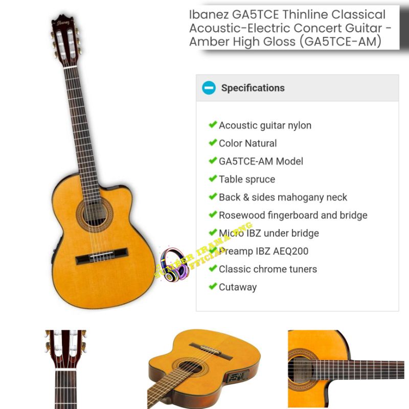 IBANEZ GA5TCE AM GITAR KLASIK AKUSTIK ELEKTRIK NYLON - CLASSIC GUITAR THIN