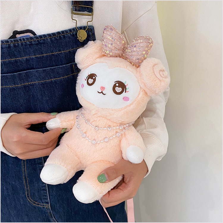 Tas Selempang Boneka Alpaca Bahan Plush