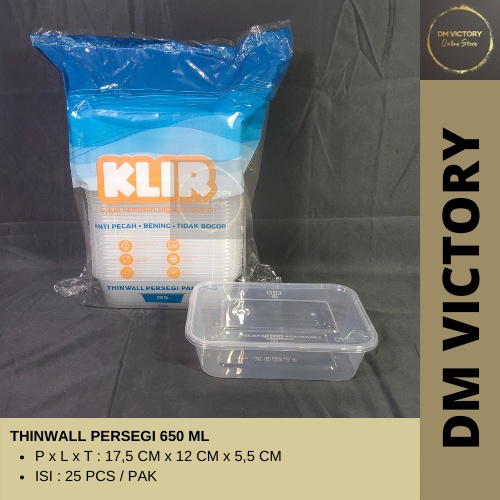 Thinwall/Kotak Makan/ Food Container Persegi Panjang 650 ml Klir