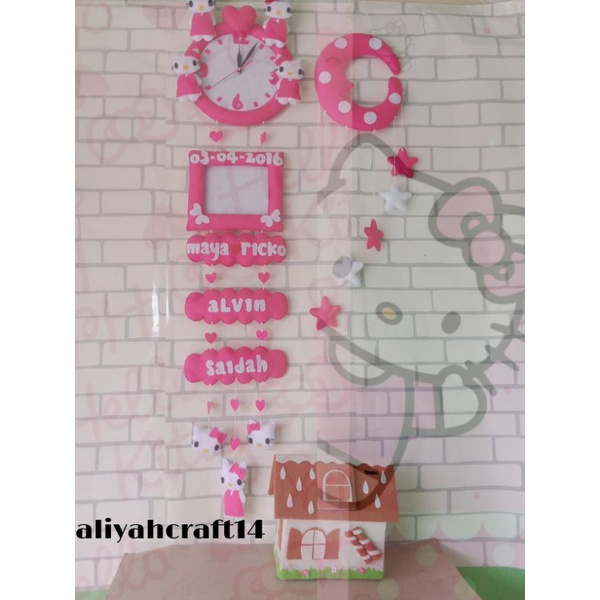 jam dinding hello Kitty/Hiasan dinding /celengan rumah flanel