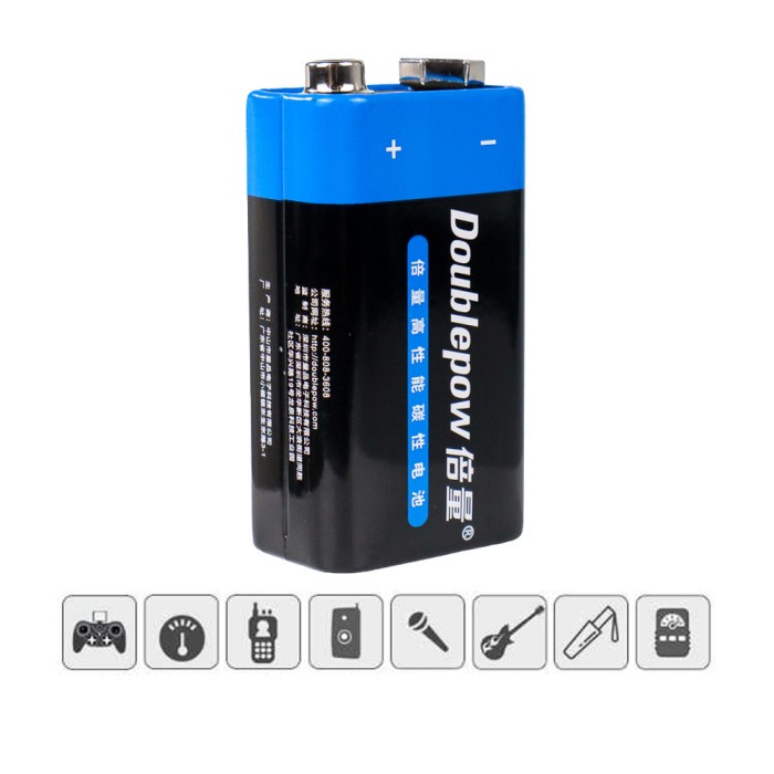 DOUBLEPOW Battery 9V 6F22 Non-Rechargeable Baterai