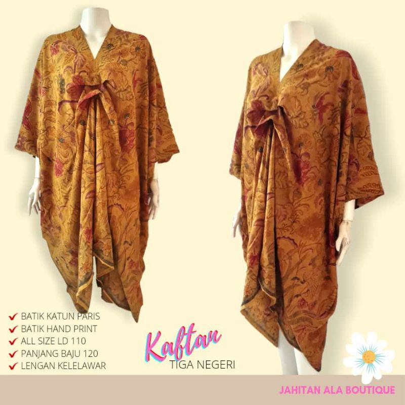 Kaftan Batik Solo Premium Atasan Batik Wanita Modern Katun Paris Tribusono