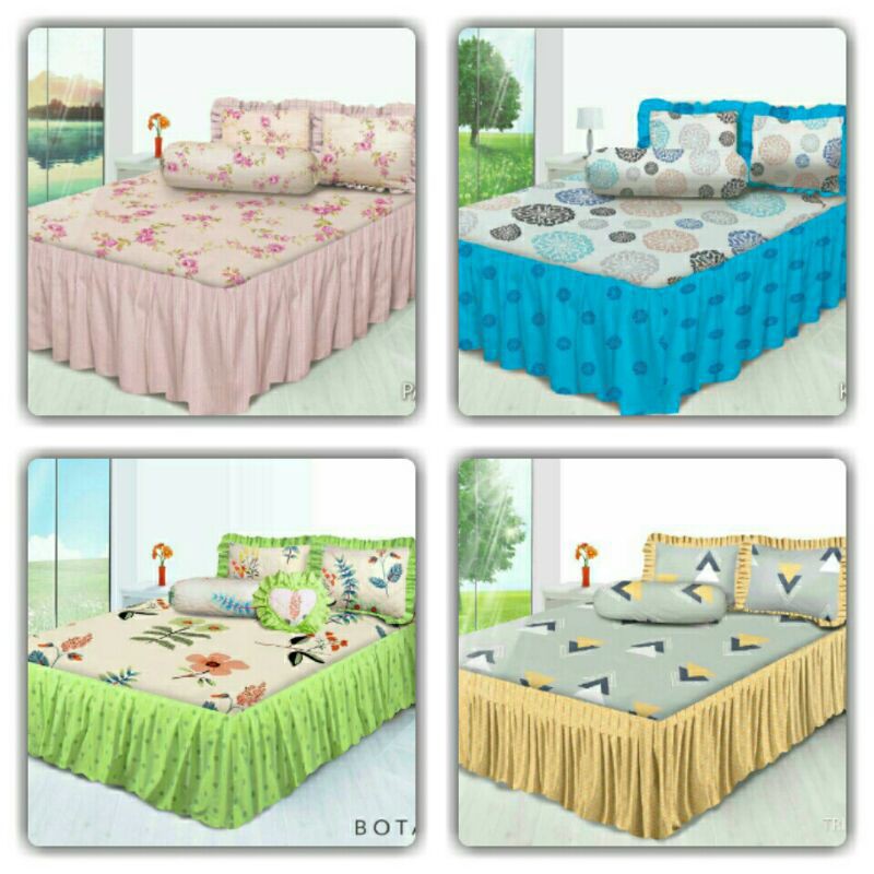 My Love Sprei Rumbai 160x200 rumbai 50cm bahan katun CVC tebal dan lembut motif bunga dan abstrak