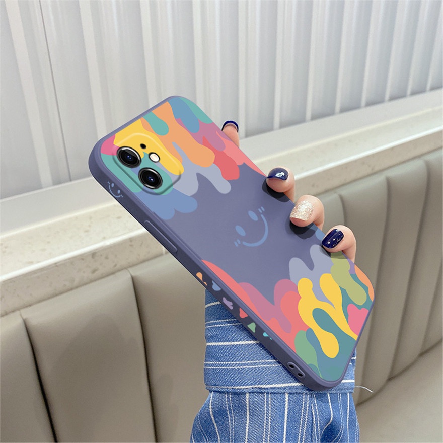 Casing OPPO A93 A5 A9 A31 A53 A33 A32 2020 Reno 5 Pro 3 A5s A3s A92 A72 A52 A55 F11 F9 Por Phone Case Smiley Watercolor Shell Silicon Soft TPU Fashion Casing Protection Anti-fall Back Cover-Y2