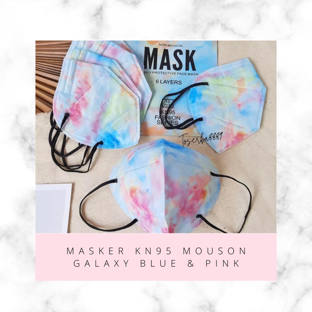 MASKER KN95 MOUSON 5PLY / MASKER MOUSON 5 LAPIS ISI 10PCS / MASKER KN95 MILENIAL GALAXY MARBLE