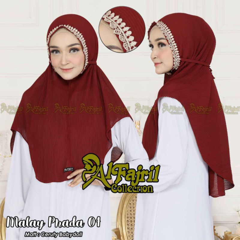 Hijab Plisket Bergo Maryam Motif Renda Padi by Alfajril
