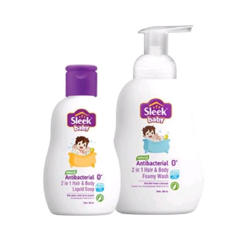 SLEEK BODY WASH SABUN BADAN&amp;RAMBUT BABY ANTIBACTERIAL 2 IN 1 HAIR &amp; BODY Liquid Botol Foamy Wash Pouch Refill 250ml