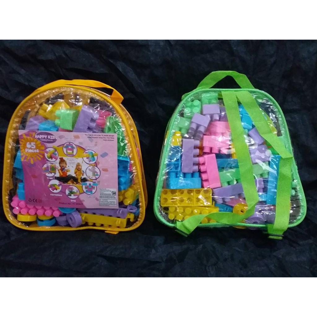 PROMO Mainan Edukasi Happy Kids Blocks Bricks 65 PCS - Balok Susun - Block SNI