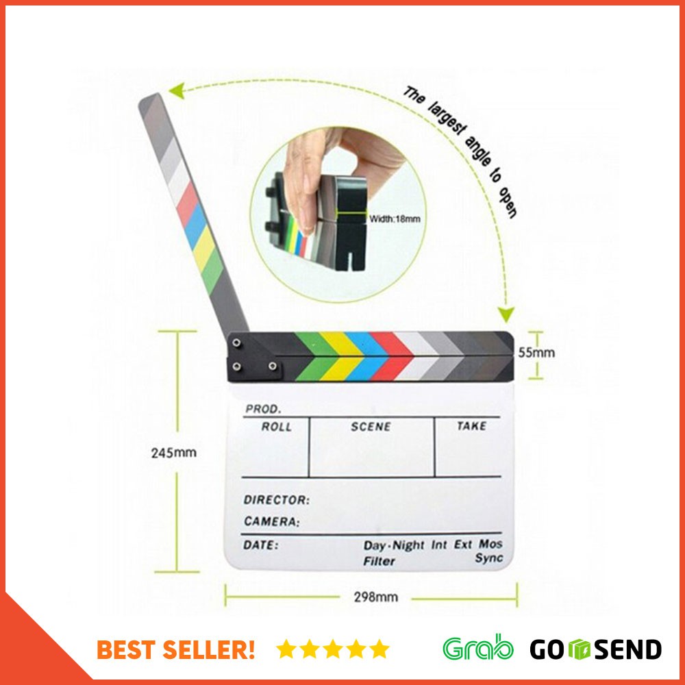 Profesional Clapper Board Colorful Acrylic - White