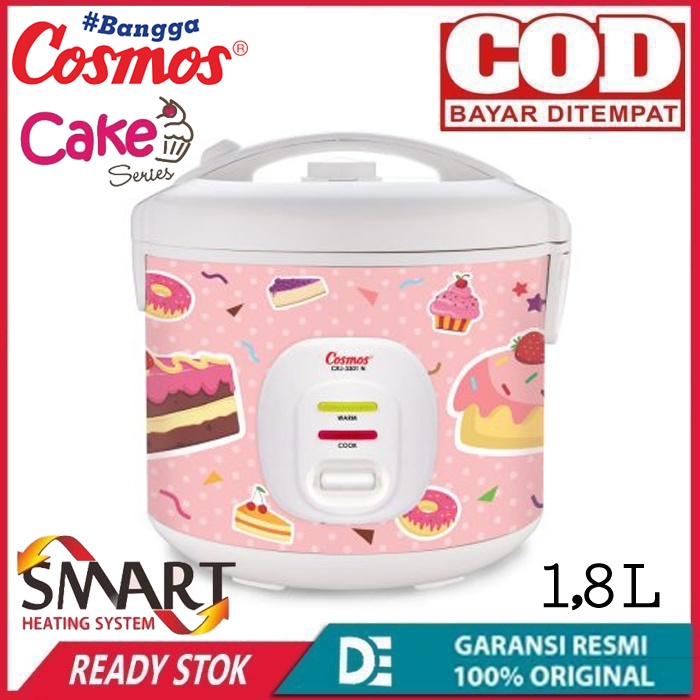 Cosmos Penanak nasi CRJ3301NC – Magic Com / Rice Cooker 1.8 Liter 2 in1 Nonstick Cake Series NEW